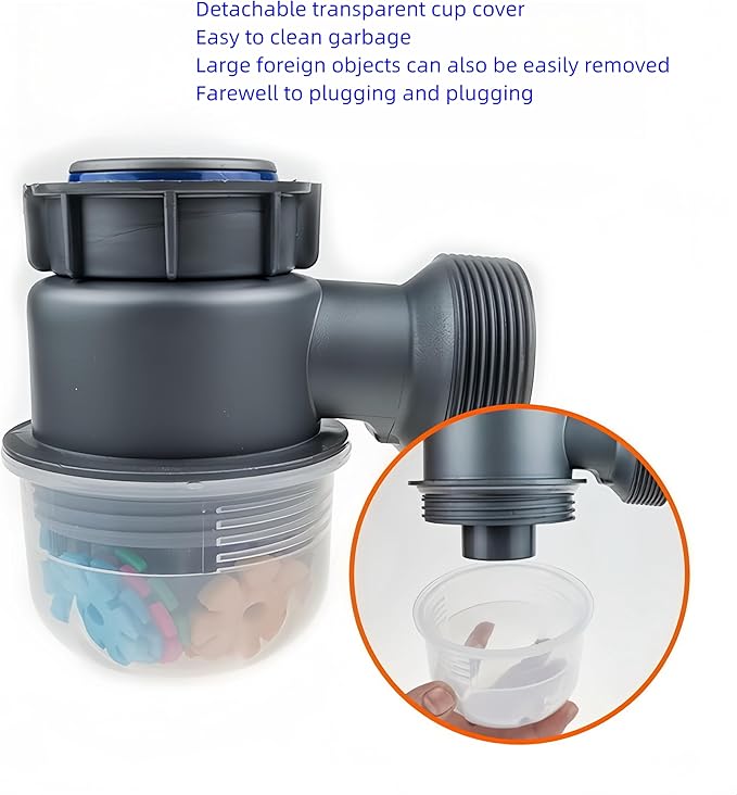 One Sink Kitchen Drainage Kit Space Saving Flexible Drain Pipe Flexible P-Trap Drain Strainer with 3-1/2 Inch Kitchen Sink Drain Assembly kit，Suitable for Kitchen, Bathroom, RV