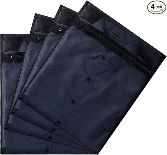 4 pack Mesh Laundry Bags,Mesh Wash Bags,Lingerie Bags for Washing Delicates,12 x 16 Inches lingerie bags for Laundry, Travel Storage Organize Bag for Cotton Clothes,Sheet, Shoes(BLACK)