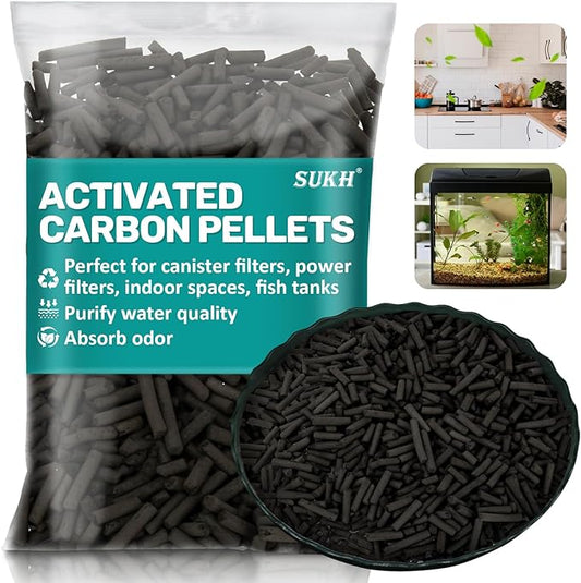 Sukh Activated Carbon Pellets - Activated Charcoal Bulk Carbon for Aquarium Charcoal Pellets for Waterbox Aquariums Pond Fish Tank (2.7, Pounds)