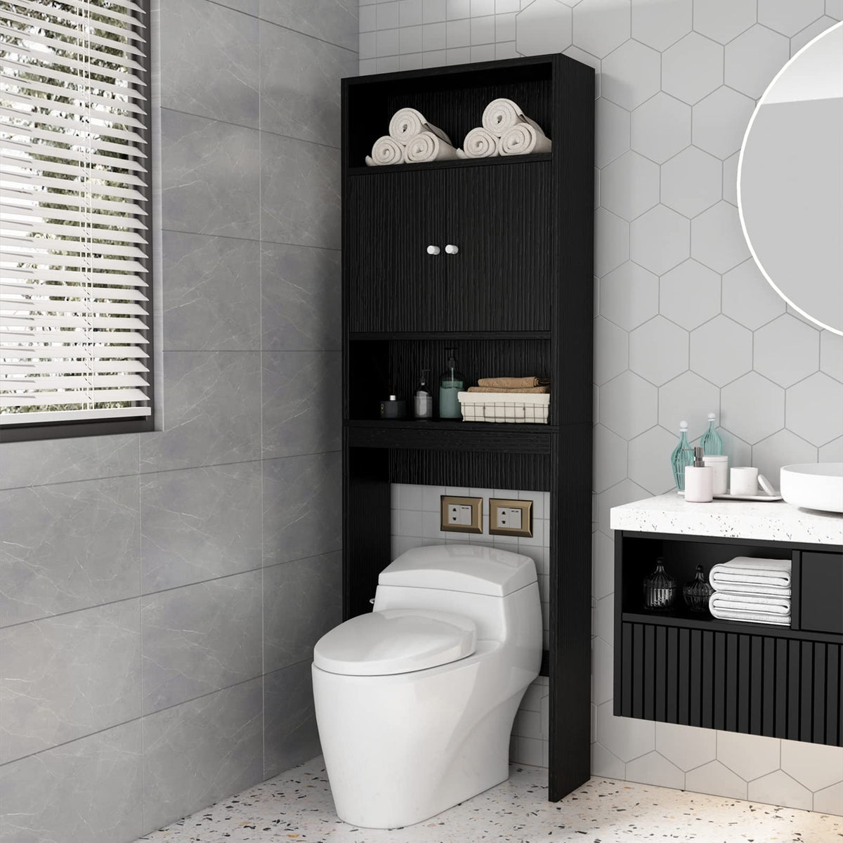 ME2 Bathroom Over The Toilet Storage Cabinet, 77'' Taller - Image 1