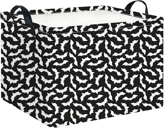 CLOCOR Rectangular Storage Basket Empty,Gift Basket,Waterproof Storage Bin with Handles,Room Decor(Unique Bat)