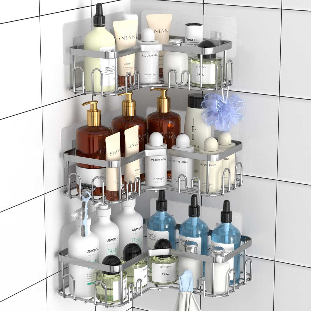 Menbyci 3 Pack Corner Shower Caddy, Adhesive Bathroo | All Products - Image 1