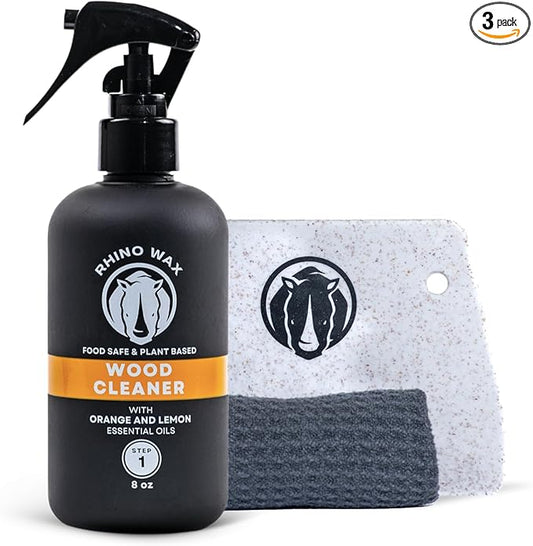 Butcher Block Cleaning Kit - Includes Cutting Board Wood Spray Cleaner, Bench Scraper, Microfiber Cloth - for Butcher Block Countertops, Islands, Large Cutting-Boards - Natural - Food Safe