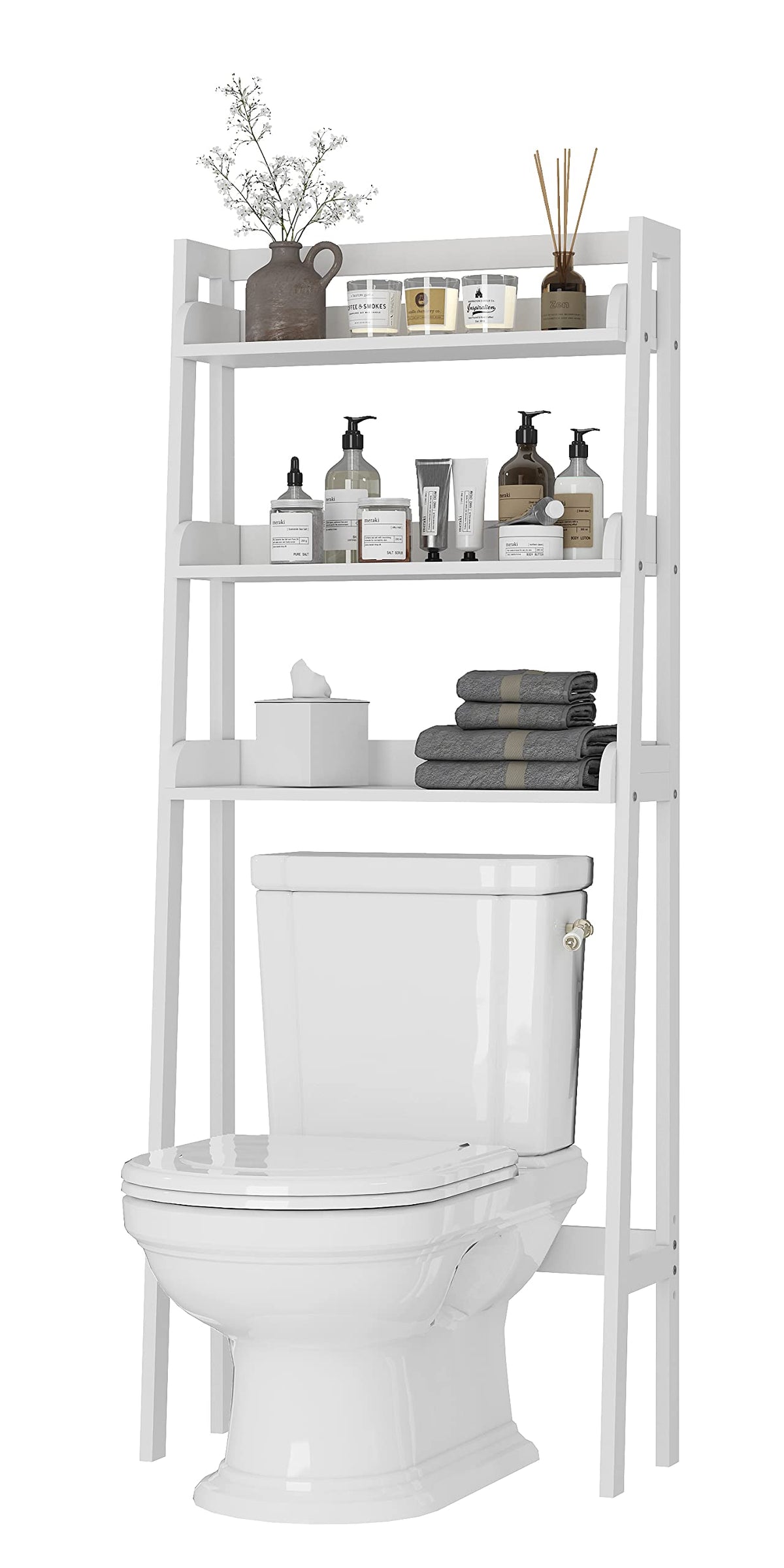 UTEX Over The Toilet Storage Shelf, 3-Tier Bathroom Organizer - Image 1