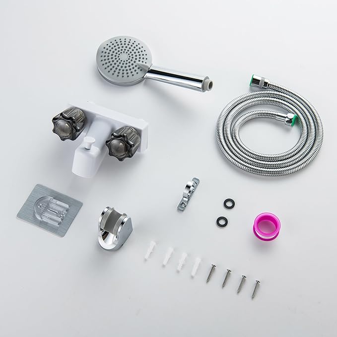 4" RV Shower Faucet with Hose and 5-Spray Modes Shower Head, ABS RV Tub Faucet with Shower Diverter, Outdoor Shower Kit Fits for RV, Campers, Travel Trailer, Motorhome