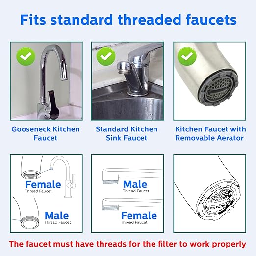 NSF Certified Kitchen Faucet Water Filter – Removes 99% Chlorine, Heavy Metals & Impurities, Premium Stainless Steel, Easy Installation, Long-Lasting, by Tylola