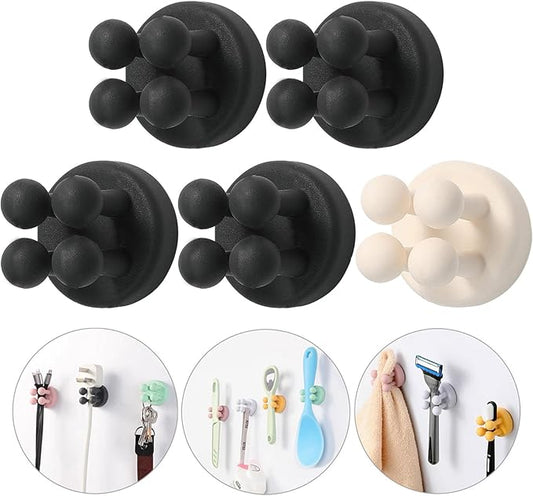 iBetterLife Razor Holder for Shower Hooks – 5Pcs Self Adhesive Wall Mounted Single Hook for Hanging Toothbrush, Functional Waterproof Utility Plug Holder for Bathroom Kitchen Living Room Office
