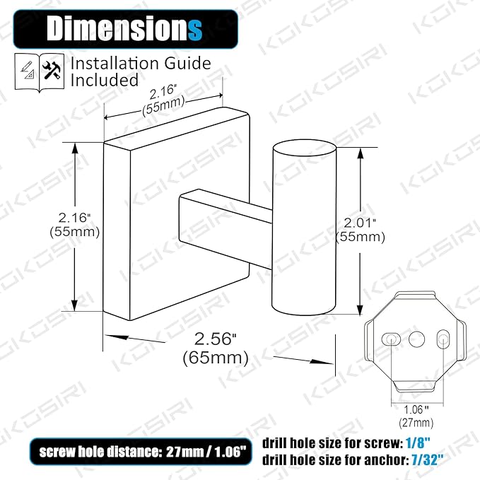 KOKOSIRI Robe Hook Bathroom Towel Coat Hooks Matte Black for Bath Kitchen Wall 3 Pack Stainless Steel B1013BK-P3