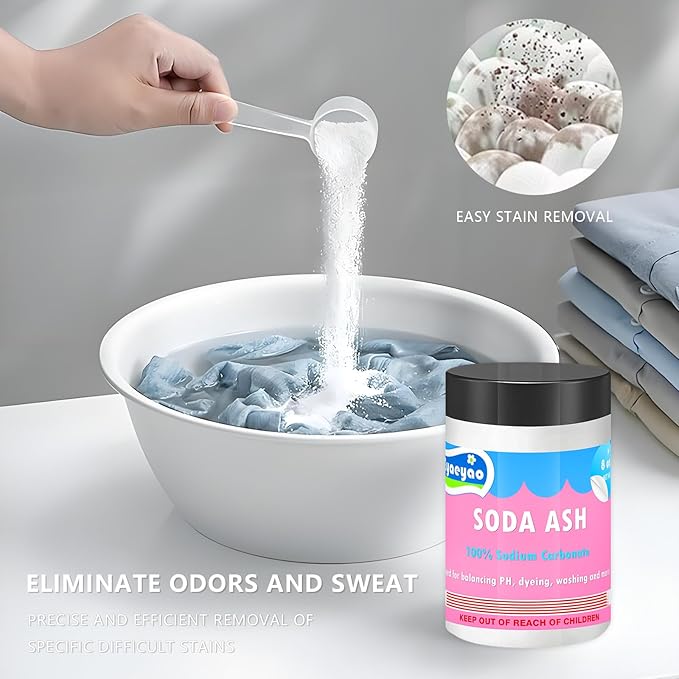 Natural Washing Soda, Sodium Carbonate, Laundry Booster, Soda Ash, Multipurpose Cleaner, Water Softener, Stain Remover (16 Ounces)