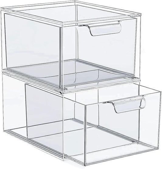 Clear Acrylic Storage Box Stackable Organizer for Cosmetics Jewelry Stationery Plastic Bins Acrylic Makeup Organiser