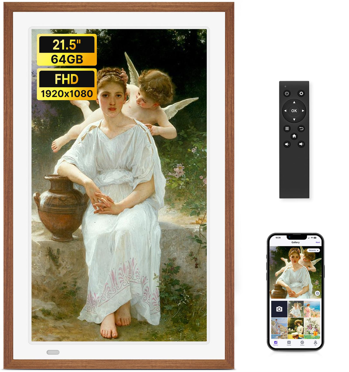 21.5" Large Digital Picture Frame, 64GB Uhale WiFi Frame - Image 1