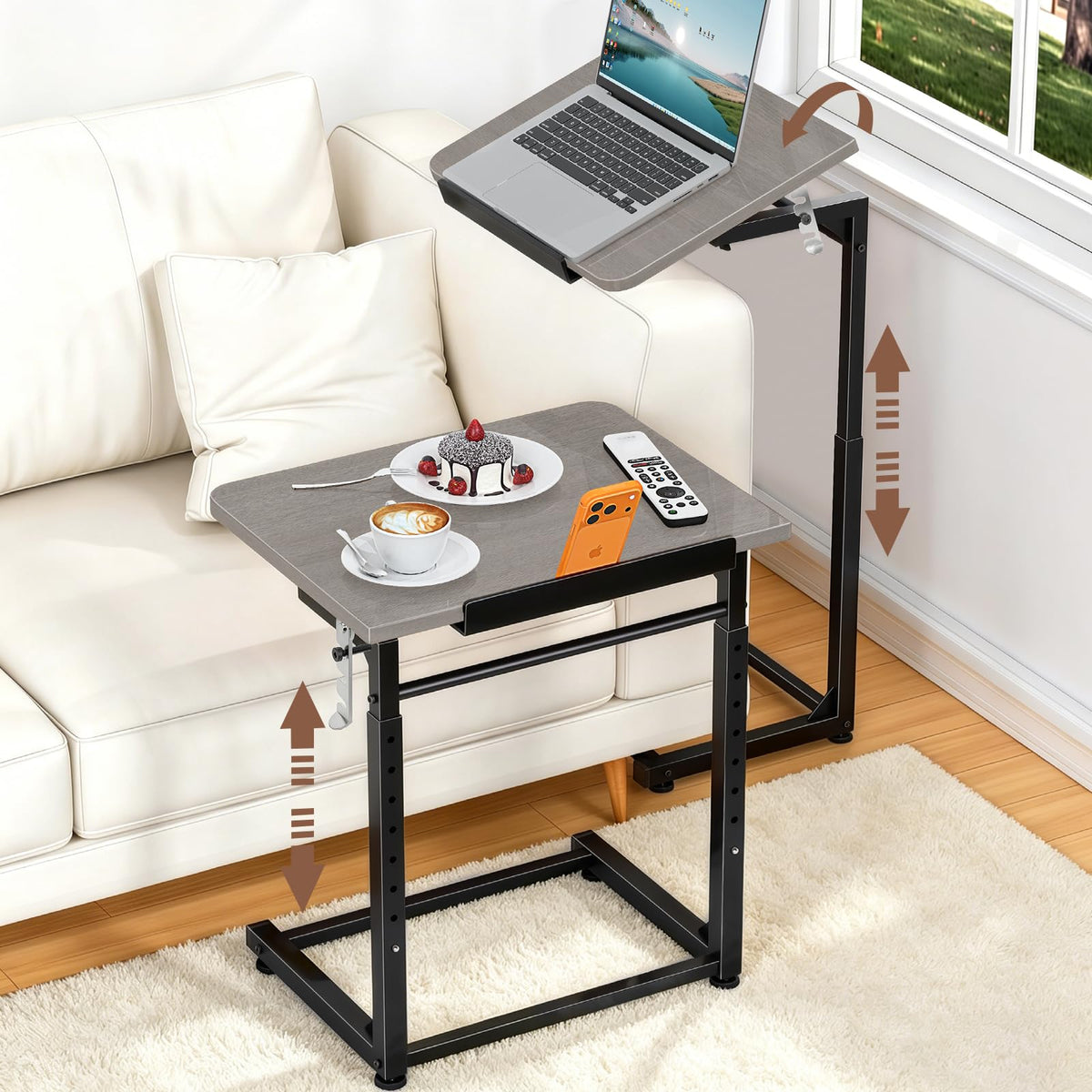 Upgrade Tv Tray Table, 8-Level Adjustable Height Couch Side Table - Image 1