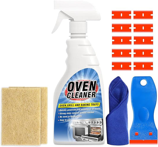 Heavy Duty Stove and Oven Cleaner Kit, Includes Cleaning Tool, Razor, Scraper and 1 Pad to Remove Tough Stains - Use on Gas, Electric, Ceramic Surfaces, 4 Piece (16.9, Fluid Ounces)