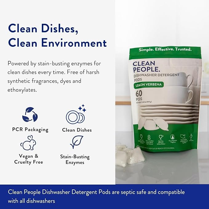 The Clean People Dishwasher Detergent Pods | Cuts Grease and Rinses Sparkling Clean | Residue-Free | Lavender, 30 Pack