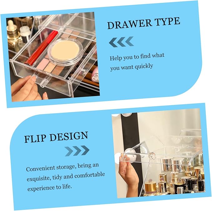 Acrylic Cosmetic Storage Box Lids Desktop Makeup Organizer Tabletop Storage Case
