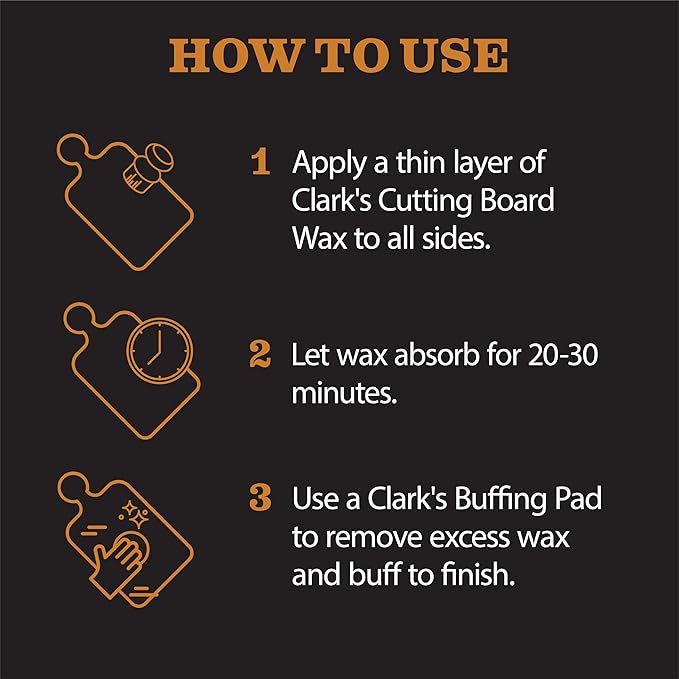 CLARK'S Cutting Board Wax Food Grade - All Natural Butcher Block Conditioner for Wooden Kitchen Utensils - Food Grade Beeswax for Cutting Board (32 Oz, Lemon & Orange)