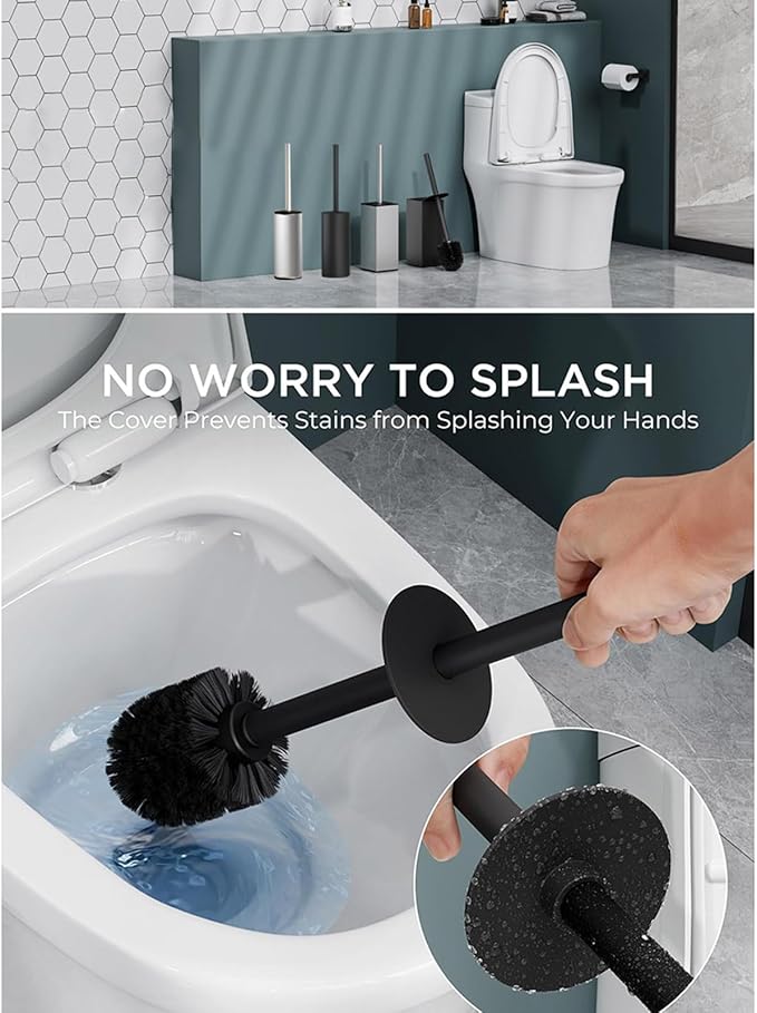Bathroom Toilet Brush Stainless Steel Holder Soft Bristles Freestanding Tool Bathroom Toilet Brush Stainless Steel