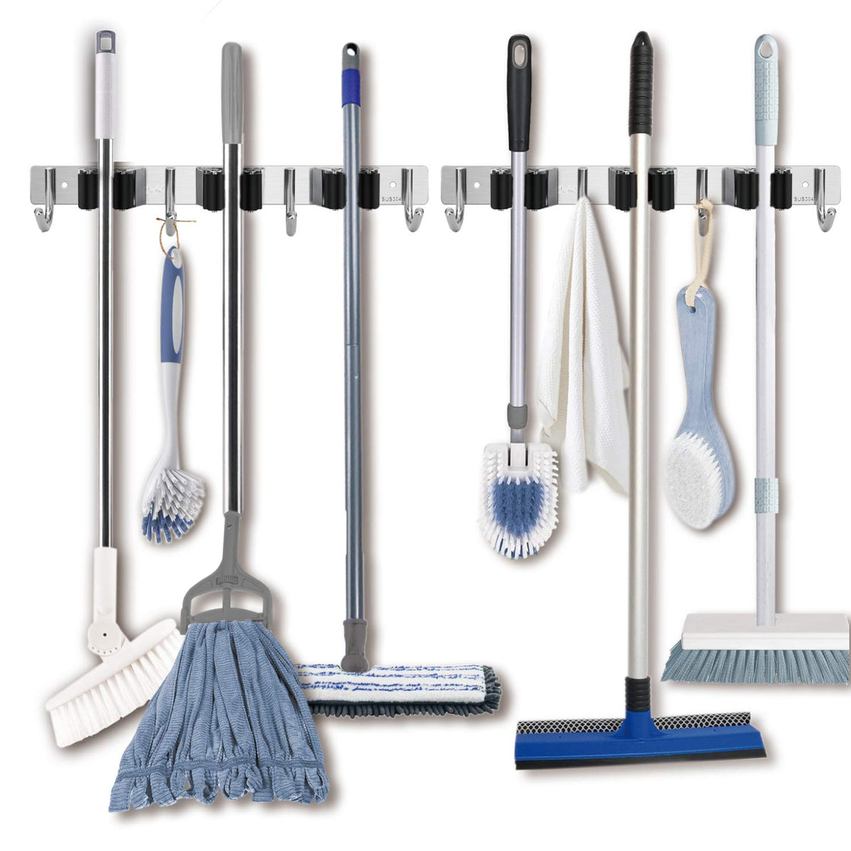 Broom Hanger Wall Mounted, 2PCS Mop and Broom Holder Wall - Image 1