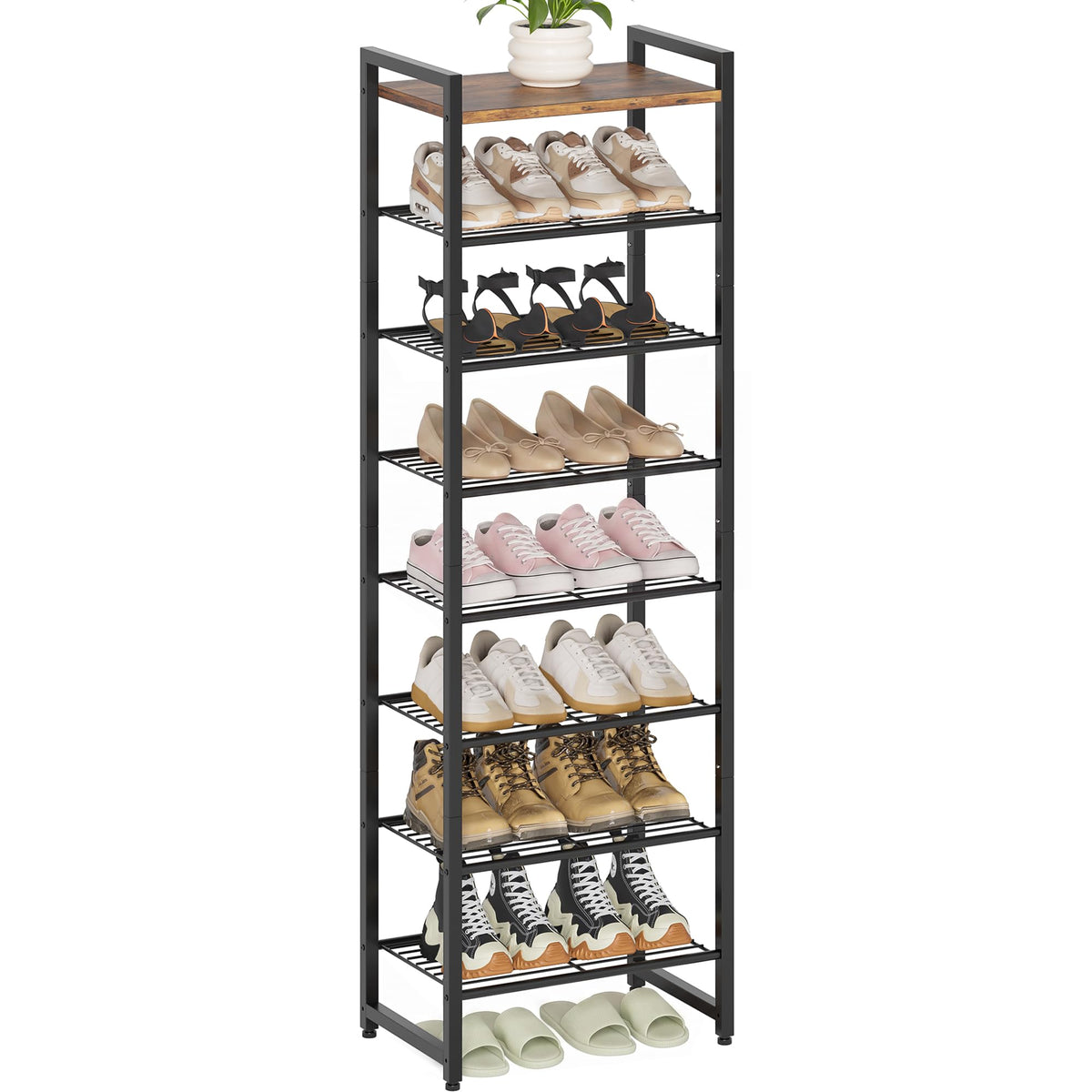 Narrow Shoe Rack 8-Tier, Tall Shoe Organizer for Small Spaces - Image 1