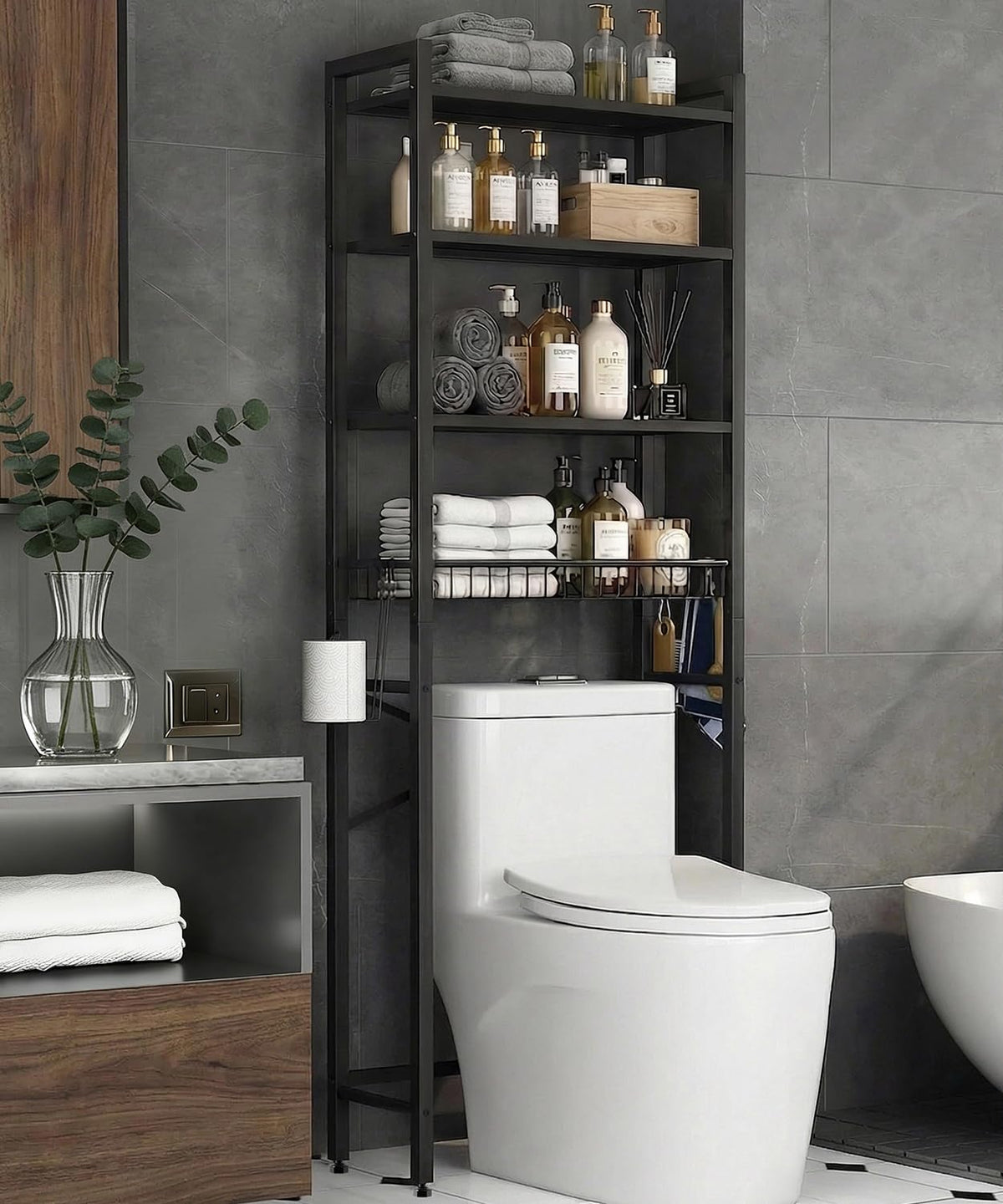 Over the Toilet Storage Rack,4-Tier Adjustable Bathroom - Image 1