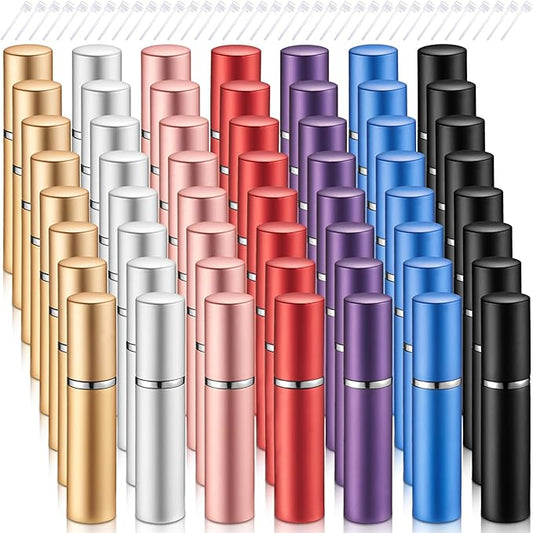 Zonon 56 Pieces 10ml Refillable Perfume Atomizer Mini Refillable Spray Perfume Bottle Portable with 56 Pieces Refill Pump Dispenser Pump Transfer Tool for Outgoing Valentine's Day(Colorful)