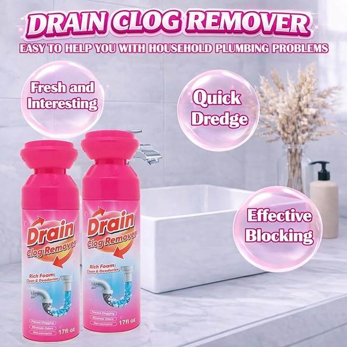 Foaming Drain Cleaner, Sink Cleaner and Deodorizer, Wild Tornado Drain Clog Remover for Kitchen Sinks, Shower Drains, Tubs (2pcs)