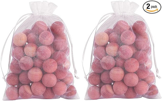 Cedar Balls for Closets and Drawers, Red Cedar Balls for Clothes Storage 60PCs with 2 Satin Bags