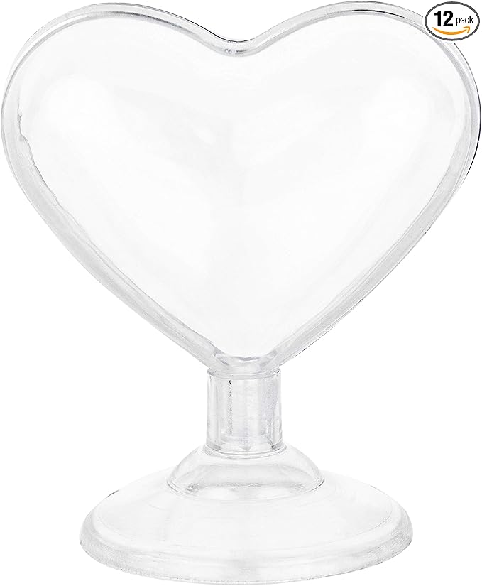 Hammont Heart Shaped Acrylic Candy Boxes - 12 Pack - 3.07"x3.03"x1.76" - Perfect for Weddings, Birthdays, Party Favors and Gifts | Designer Cute Clear Lucite Plastic Treat Containers