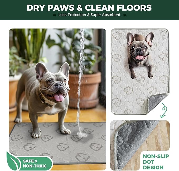 FXW Washable Pee Pads for Dogs, Puppy Pads with Super Absorbent, Specifically Designed for 18inch Cages, 11" x 17" Rectangle, Khaki, 1 Pack