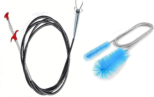 Drain Snake,Pipe Cleaners,Straw Brush,Toilet Bowl Cleaner,Long Bottle Brush,Straw Cleaner,tub Removal Tool,Fish Tank Pipeline Cleaning Brush(Two Tools 61inches)