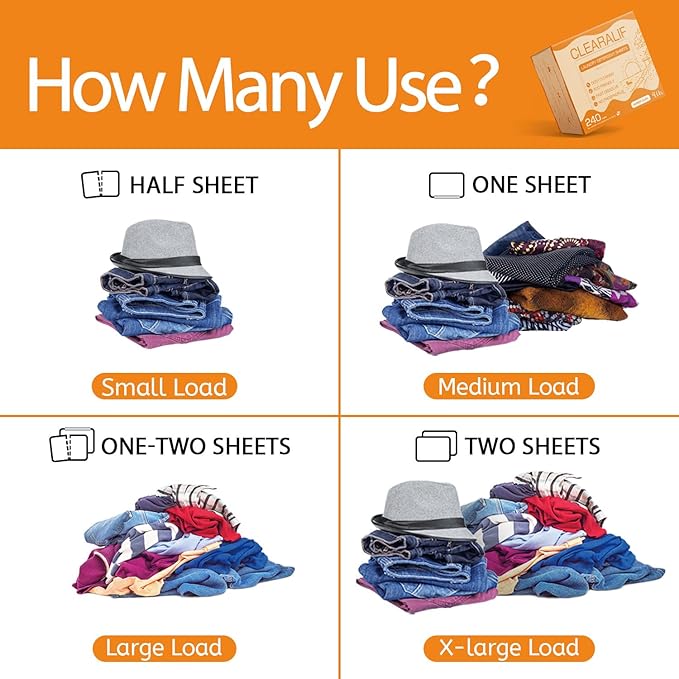 CLEARALIF Laundry Detergent Sheets Up to 240 Loads, AMBER DUSK - Great For Travel,Apartments, Dorms,Laundry Detergent Strips Eco Friendly & Hypoallergenic