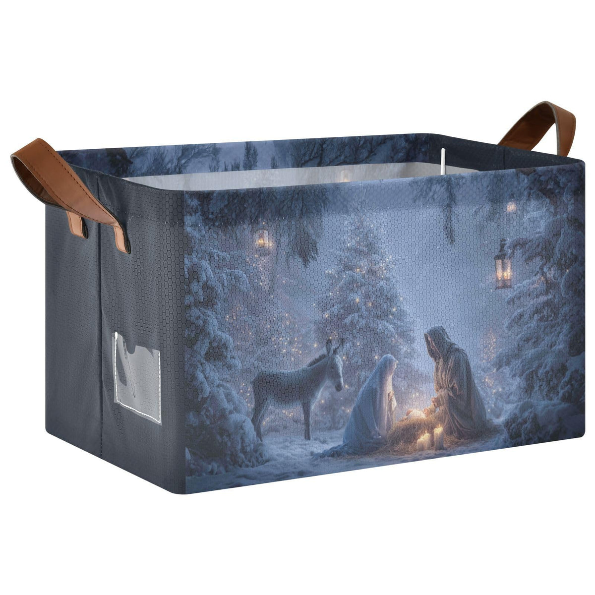 Christmas Nativity Scene Storage Basket Foldable Cube - Image 1