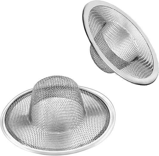 2pcs Heavy Duty Stainless Steel Slop Basket Filter Trap, 2.75" Top / 1" Mesh Metal Sink Strainer Shower Drain Hair Catcher for Kitchen Bathroom Bathtub Wash Basin Floor Balcony Drain Hole, Utility