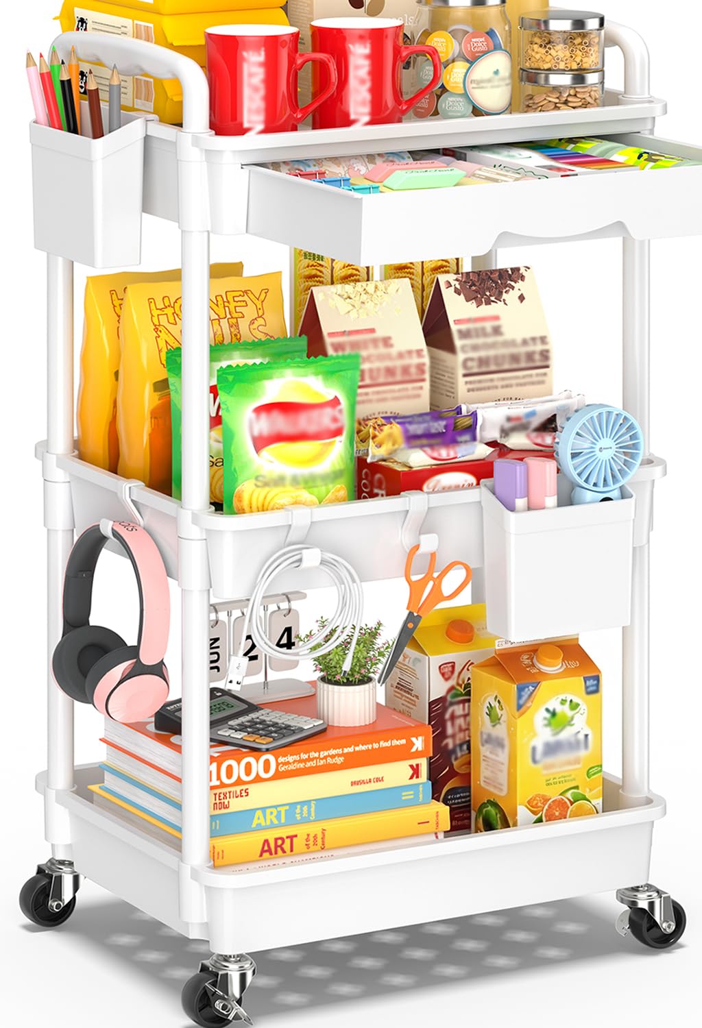 SUNALLY 3 Tier Rolling Cart with Drawer, Craft Stora | All Products - Image 1