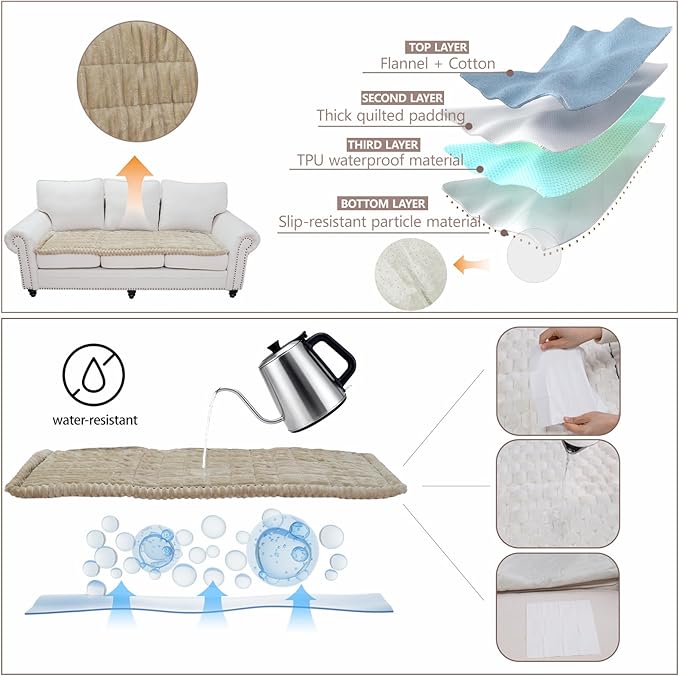 Waterproof Couch Cover for Dogs Washable,Non Slip Fuzzy Durable Couch Covers for 3 Cushion Sofa Pet Friendly Sofa Cover Dog Thick Soft Slipcovers Protector Couches Mat Bed (Brown, 27.6" x 59.06")