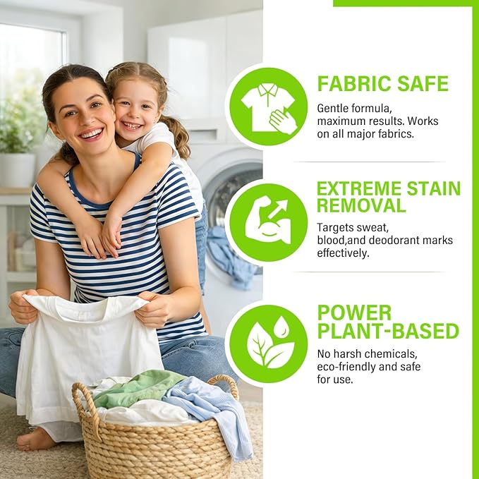 Oxygen Laundry Powder, Sweat & Deodorant Armpit Stain Remover for Clothes, Hyper Concentrated & Suitable for Multi-Stain, Yellow Oil Spot Tough Stain Build Up Remover, Gentle On Fabrics - 500g