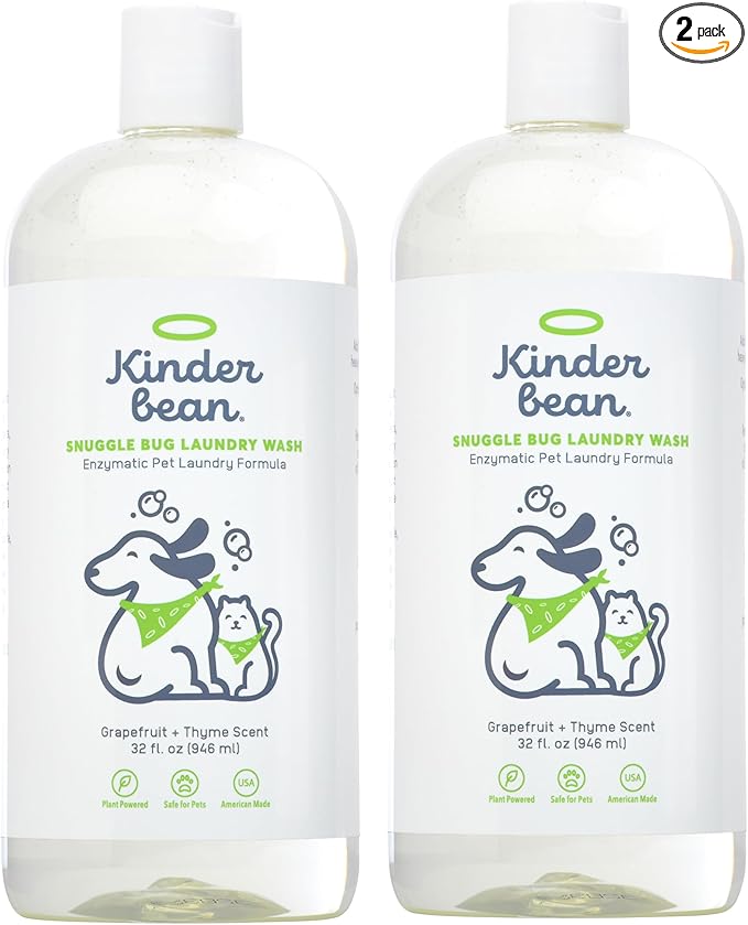Dog and Cat Laundry Wash, 2-Pack 32 oz. Enzyme Formula Pet Laundry Detergent Removes Pet Odors, Cleans Stains from Cat or Dog Urine, Safe Laundry Odor Eliminator for Bedding, Collars, Toys