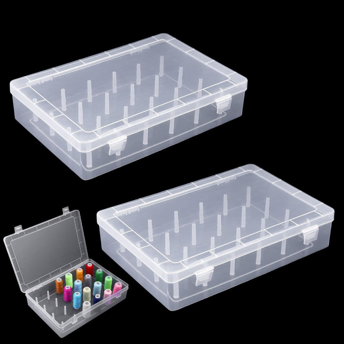 2-Pack Clear Thread Holder Organizer Boxes, Stackable - Image 1