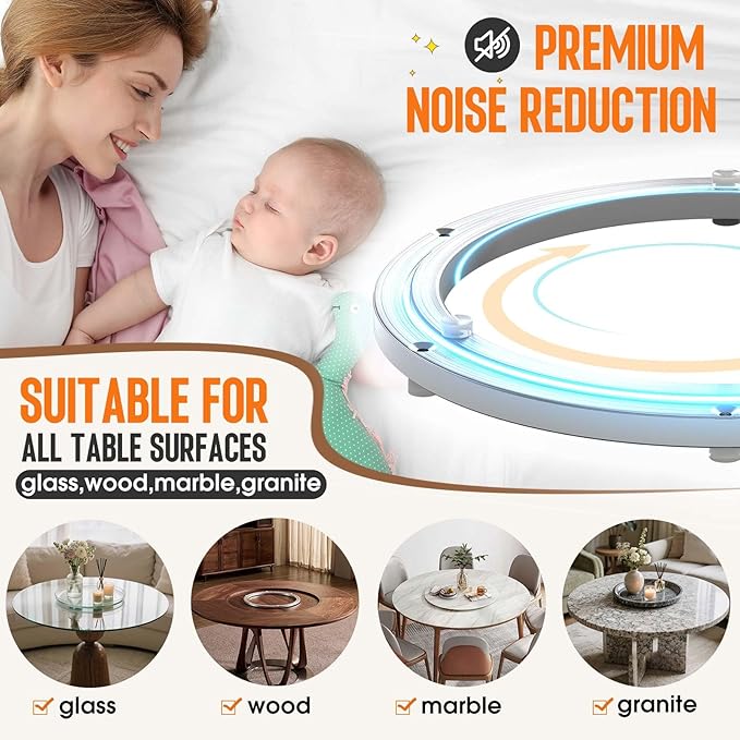 Heavy Duty Lazy Susan Turntable Bearing 8 Inch, 500lbs Capacity Rotating Swivel Plate for Round Table, Heavy Duty Swivel Base for Dining Room Kitchen