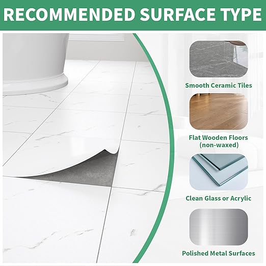 40 Pack Cover 40 Sq.Ft Peel and Stick Floor Tiles, 12” x 12” Self Adhesive Vinyl Flooring Easy DIY Installation for Kitchen, Living Room, Laundry, RV, Matte White Vein Marble