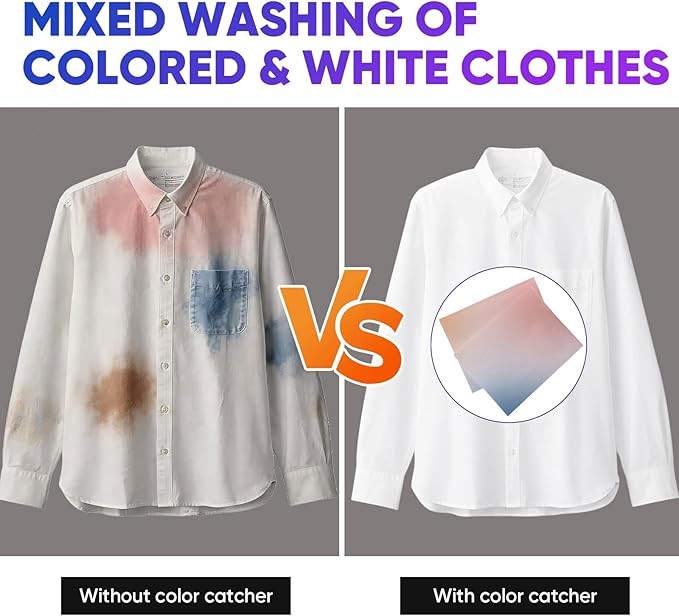 Veuslumen 400 Count Color Catchers for Laundry - Color Absorber Sheets Protect Colors & Prevent Color Bleeding