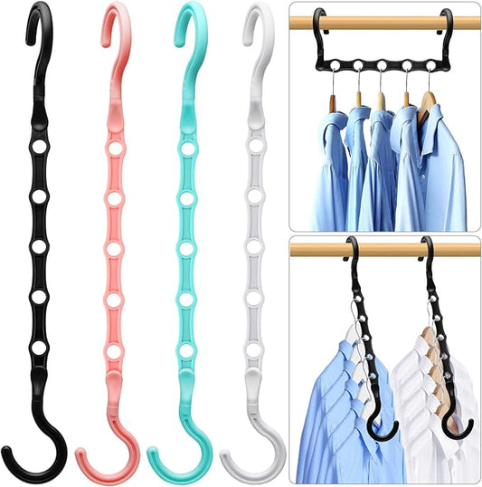 Magic Clothes Hangers Space Saving, Premium Closet Organizers and Storage, Sturdy Plastic Cascading Hanger with 360° Swivel Hooks for 20 Heavy Clothes, College Dorm Room Essentials for Girls, 4 Pack