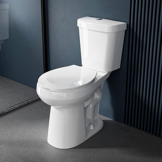 Compact Extra Tall Toilet 21 Inch for Seniors 1.1/1.6 GPF Tornado Dual Flush - Two Piece Comfort High Toilet for Bathroom, 20.5 Inch Bowl Height, 21.25 Inch Seat Height, 12" Rough In, White