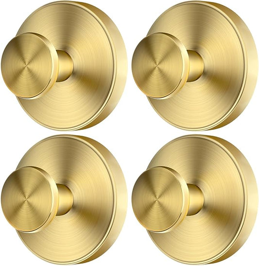2026 Upgraded Drill-Free Suction Cup Hooks, Stainless Steel Suction Cup Hooks for Shower, Mirror, Wall, Bathroom, Glass, Hanging Towels - 4 Pack, Gold
