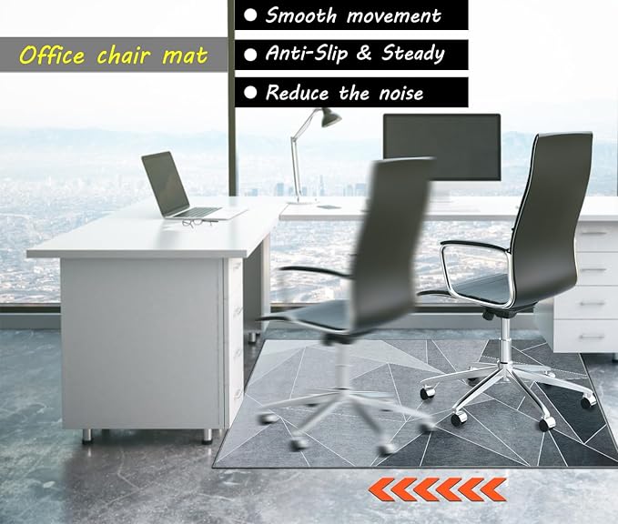 Office Chair Mat for Hardwood Floor & Low-Pile Carpet, 55"x35" Office Mat Easy to Move,Floor Mat for Office Chair,Rolling Desk Mat - Anti-Slip Desk Chair Mat for Laminate/Tile Floor, Black