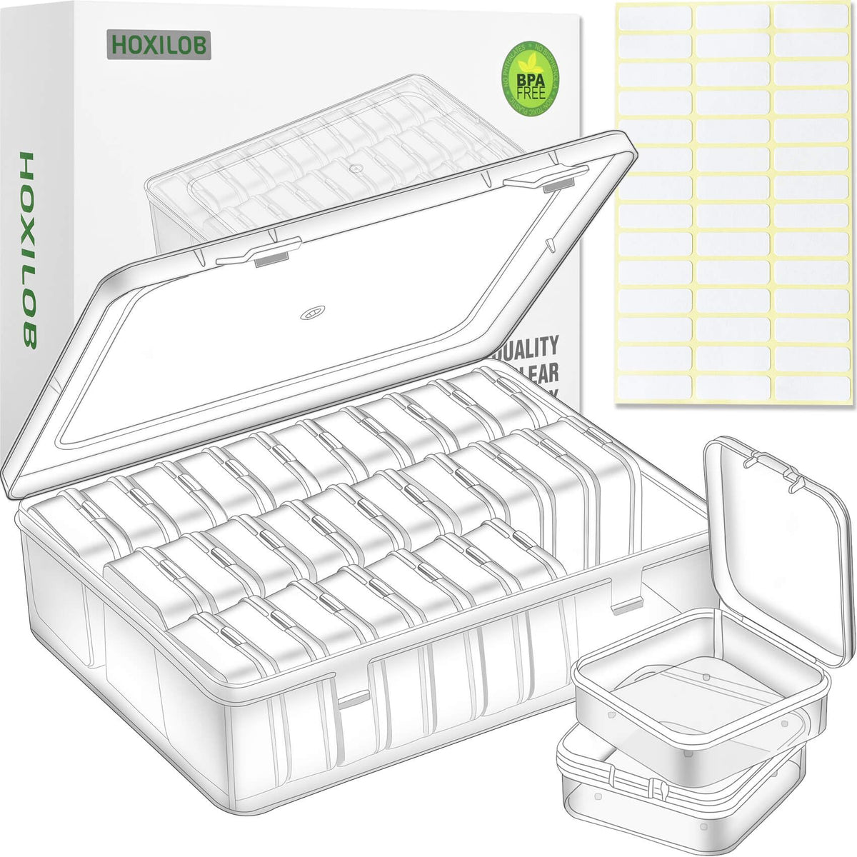 Bead Organizer Box, 30pcs Small Clear Plastic Storage Containers - Image 1