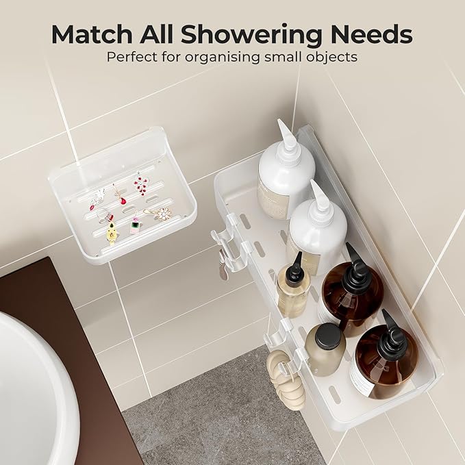 Orimade Shower Caddy 3-Pack – No-Drill Adhesive Bathroom Shelves, Rustproof ABS, Clear