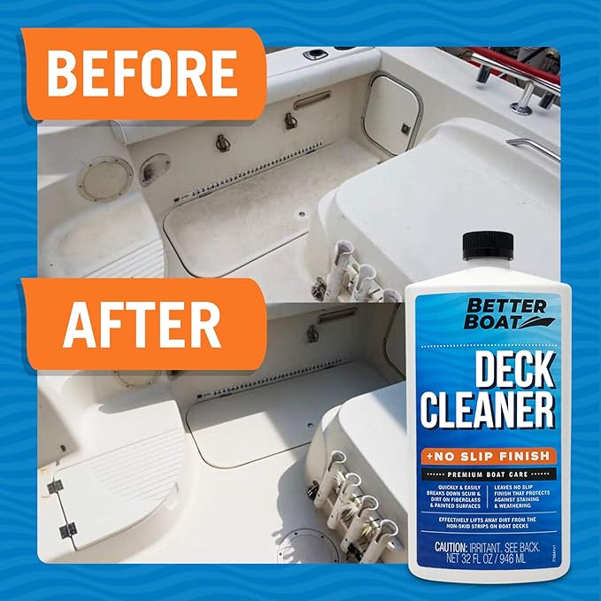 Boat Non-Skid Deck Cleaner, Marine-Grade, for Fiberglass, Aluminum, Plastic, Vinyl, Composite Floors & Hulls, Wash Soap & Sealant Cleaning Supplies