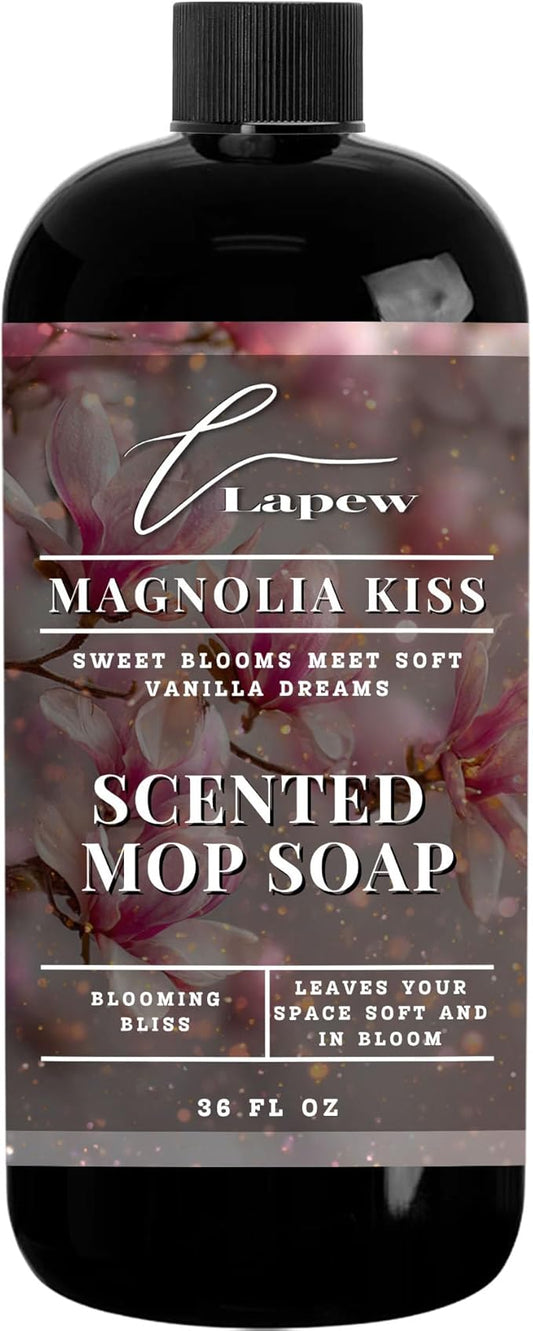 Lapew Magnolia Kiss Scented Mop Soap - Luxury Floor Cleaner Concentrate for Mopping Tile, Laminate, Vinyl & Hardwood | Streak-Free, Low-Foam | 36 oz