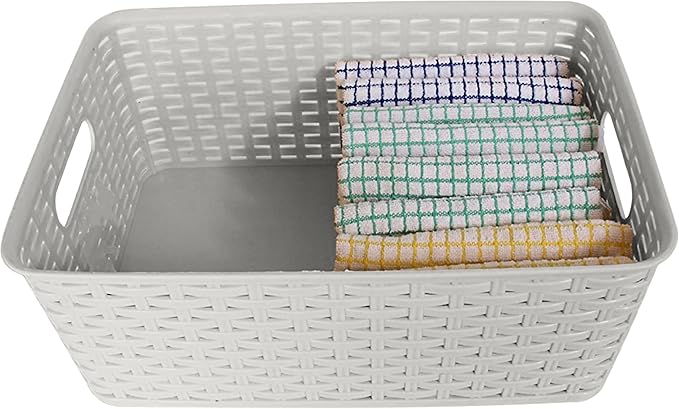 YBM Home Medium Plastic Rattan Storage Box Basket Organizer, Medium - Gray - 1 Pack